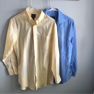 Jos A Bank Shirt Mens Yellow & Blue Long Sleeve, 15 1/2 -32. Set Of Two